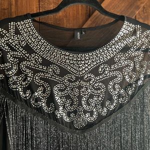 Xpluswear Fringe and sequin top